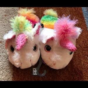 Fluffy Unicorn Slippers kids Size 12 & 1
